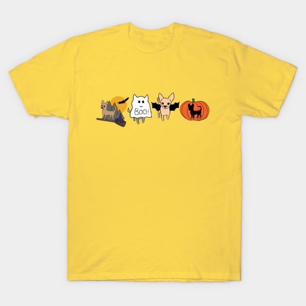 Orange Halloween Chihuahuas - Smooth Coat Chihuahuas - Halloween Chihuahua Tee T-Shirt by bettyretro